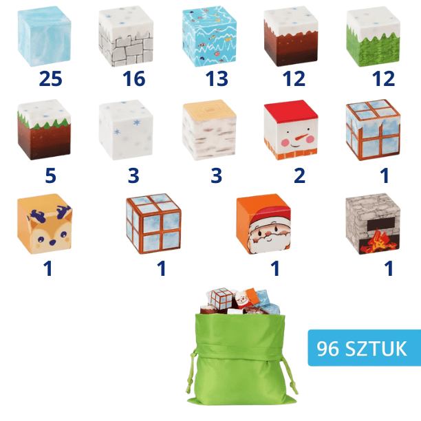 WINTERCRAFT - Zimowe klocki magnetyczne XL (96 sztuk)