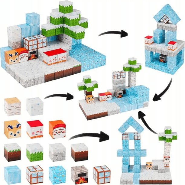 WINTERCRAFT - Zimowe klocki magnetyczne XL (96 sztuk)