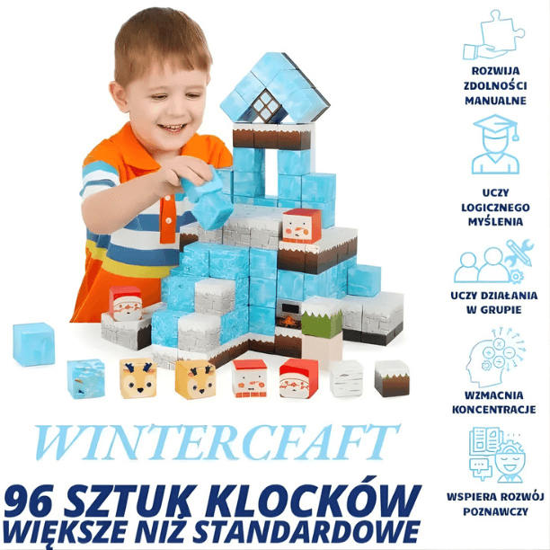 WINTERCRAFT - Zimowe klocki magnetyczne XL (96 sztuk)