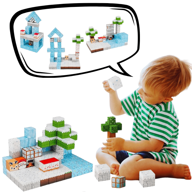 WINTERCRAFT - Zimowe klocki magnetyczne XL (96 sztuk)