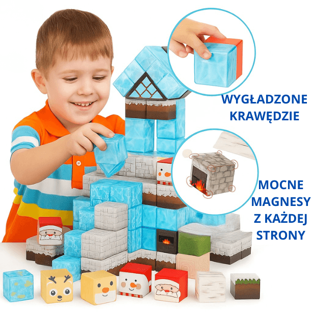 WINTERCRAFT - Zimowe klocki magnetyczne XL (96 sztuk)