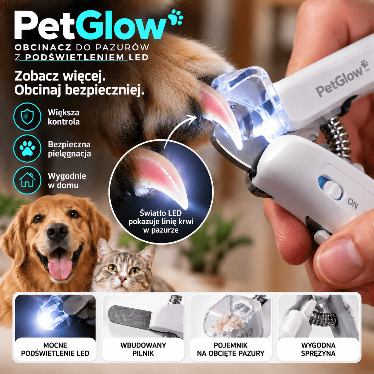 PetGlow – obcinacz do pazurów z podświetleniem LED
